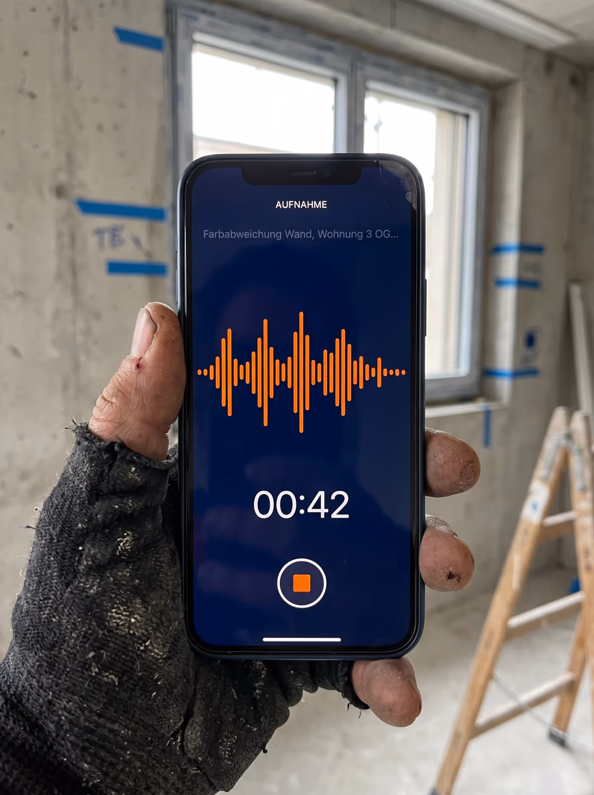 Aufnahme auf dem Handy mit Waveform